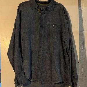 32 Bar Blues Linen Button Down Shirt Men’s XL